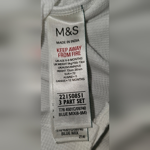 M&S Peter Rabbit Baby Boy Polo Top White Waffle Knit Cotton Embroidered Sz 6/9 M - Picture 7 of 9